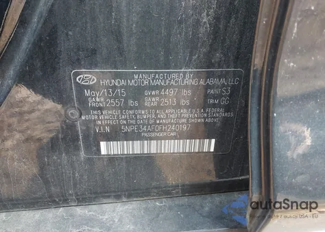 2015 Hyundai Sonata Limited from USA, damaged, VIN 5NPE34AF0FH240197